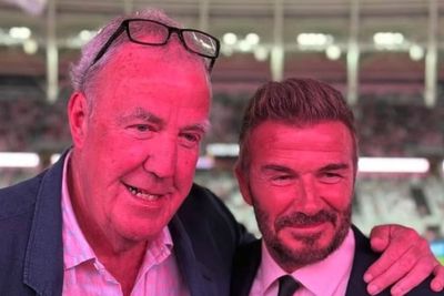 David Beckham brushes off Brooklyn woes as he celebrates Jeremy Clarkson's 66th birthday at Inter Miami match