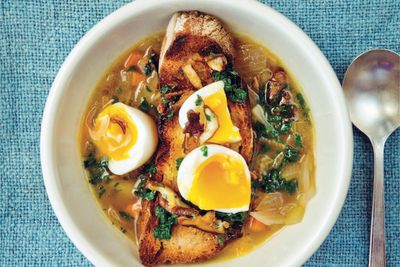 A freezer full of stock and a handful of shiitakes make Chris Fischer's mushroom soup