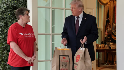Watch: Trump gets McDonald’s delivered by DoorDash 'grandma' at Oval Office