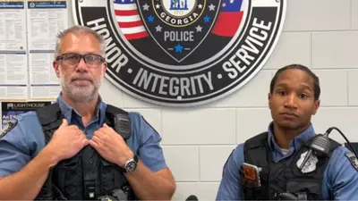 Georgia mother drops children from burning balcony into police officers’ arms in dramatic fire rescue