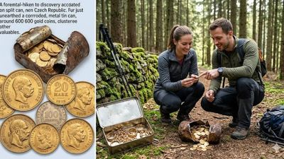 Discovery of 600 gold coins valued at $330,000 by two hikers in a can in the Czech Republic