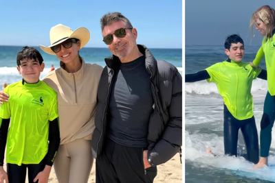 Simon Cowell’s son enjoys surfing in Malibu in rare glimpse of his family