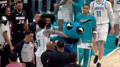 LaMelo Ball Was So Excited After Hornets Play-In Win He Accidentally Punched the Team Mascot