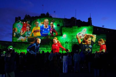Edinburgh Castle lights up with images of female footballers