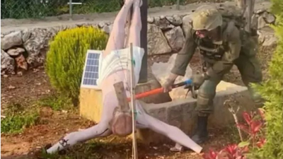 'Offends our religious feelings': Image of IDF soldier striking Jesus statue in Lebanon sparks outrage