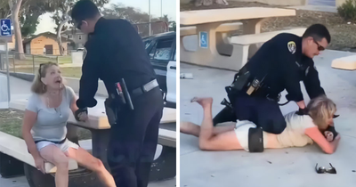 “Karen” Faces Instant Karma After Making Racist Comments To Kids Then Biting Cop