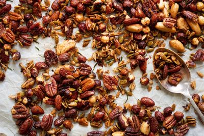 A spiced nuts and seeds recipe from Linda McCartney's plant-based 'Family Kitchen' cookbook