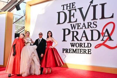 Anne Hathaway, Meryl Streep and Emily Blunt attend Devil Wears Prada 2 premiere