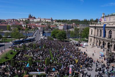Czech students protest a government plan to overhaul funding for public media