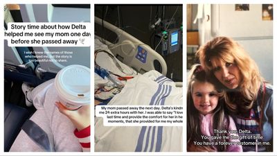 Woman boards Delta from Dallas to see ailing mother, realizes she would miss her connecting flight, but then the pilot comes to her rescue