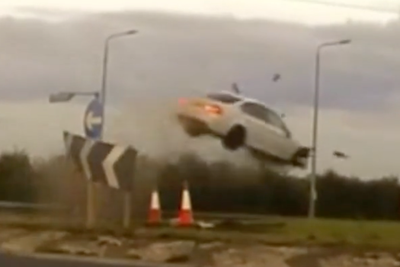 Drug driver’s BMW flies over roundabout as 140mph pursuit ends in chaos