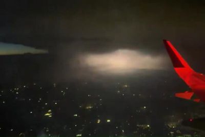Severe storms across Oklahoma seen from plane window in stunning video