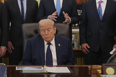 Trump Appears to Doze Off During Live Oval Office Event as Video of Him Mocking 'Sleepy Joe' Biden Resurfaces