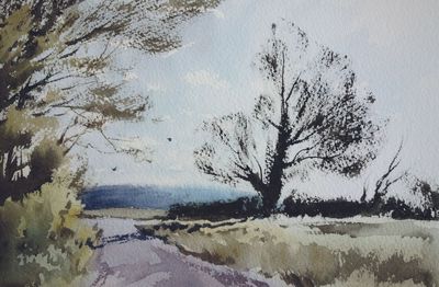 Paint spring foliage using a dry-brush watercolour technique