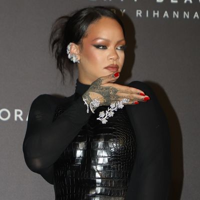 Rihanna Swaps Her Canary Yellow Mugler Outfit for a Leather Alaïa Gown in Mumbai