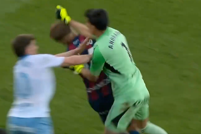 Spanish derby descends into chaos as goalkeeper punches opposition captain in the face