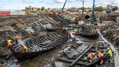 Buried beneath a Swedish city: Six centuries-old shipwrecks discovered during a railway project