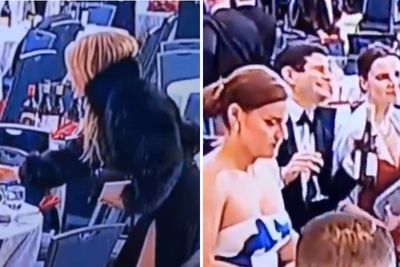 Guests grab wine and champagne after WHCA dinner shooting