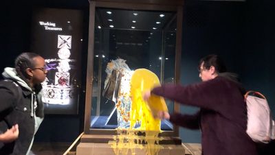 Four in court over custard and crumble thrown at crown jewels