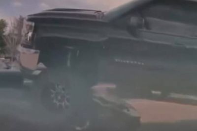 Woman captured on camera running over Lamborghini in her pick-up truck