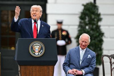 Trump jokes that his mom had a crush on King Charles drawing awkward laughter from monarch