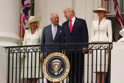 Trump makes awkward joke about marriage to Melania during King Charles visit