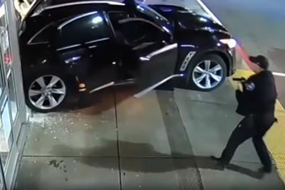 Cop taken on terrifying joyride by robber before shooting him in the leg