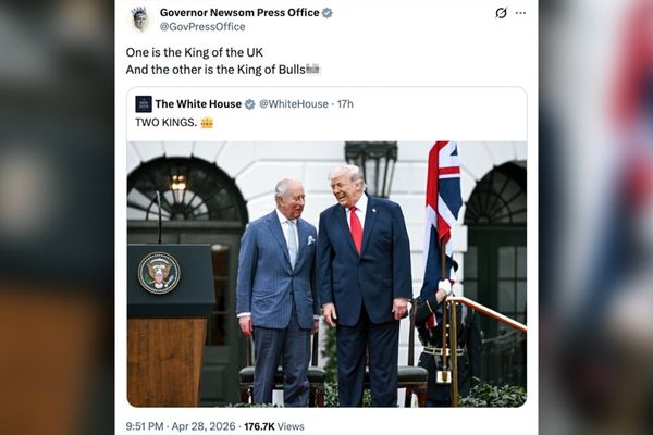 Gavin Newsom gives savage response to White House’s ‘Two Kings’ post about Trump and Charles