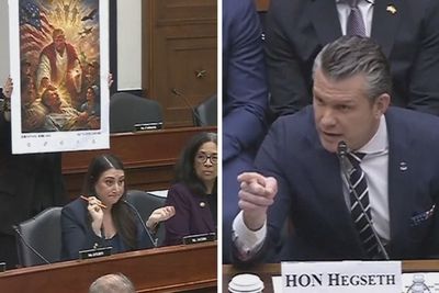Hegseth questioned about Trump’s mental stability as Jesus memes are shown at hearing