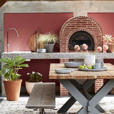 These outdoor kitchens all use the same simple but effective colourful trick for a striking and stylish look – and you can recreate it in a weekend