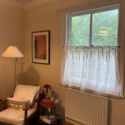 I finally made my own café curtain after coveting the adorable bistro trend for years – it cost less than £35 and has transformed my open-plan kitchen