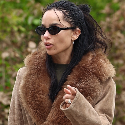 Zoë Kravitz Finally Styles Her Engagement Ring With an Equally-Extravagant Coat Trend