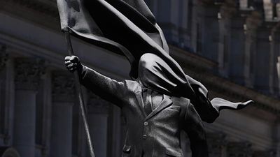 Crowds gather in central London after Banksy confirms new statue