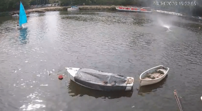 Freak London weather: Moment rare waterspout rips across Thames in 'close shave' for veteran sailor