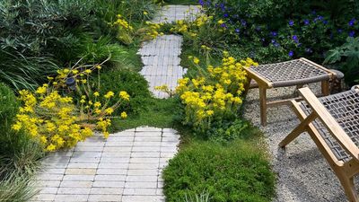 This 'Stacked Bond' Layout for Garden Patios and Paths Is the One Trick to Make Outdoor Spaces Feel Elevated and 'Less Busy'