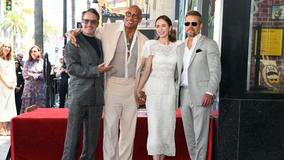 The Rock Made A Wardrobe Oopsie Right Before He Was Set To Give Emily Blunt Her Walk Of Fame Tribute