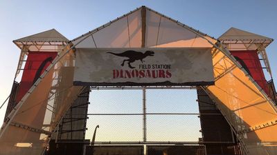‘First dinosaur fire in 65 million years’: Kansas firefighters get the call of a lifetime when lightning strikes 100-foot dinosaur