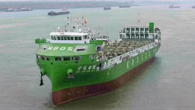 Definitely not your usual EV: China begins sea trial for world's largest electric ship — Ning Yuan Dian Kun is longer than a football field, weighs 10,000 tons, and uses 10 container batteries with a total 19MWh capacity