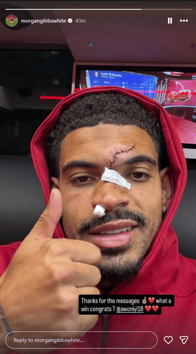 Pictured: Morgan Gibbs-White issues startling injury update after nasty clash in Chelsea win