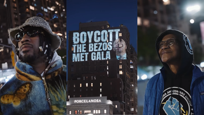 Protests against Jeff Bezos broadcasted on the eve of the MET Gala