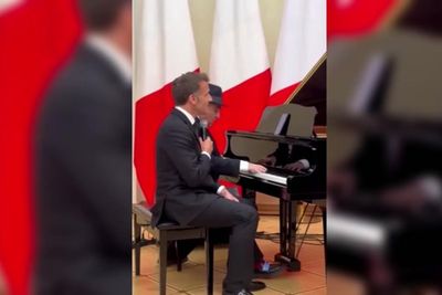 Emmanuel Macron sings at Armenia state dinner as Nikol Pashinyan joins on drums