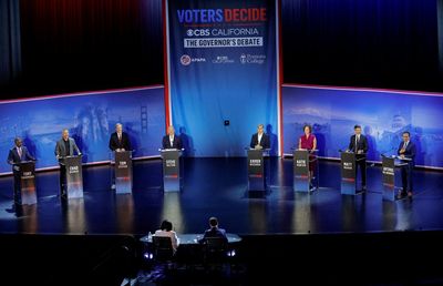 California gubernatorial frontrunners clash in high-stakes debate as early voting gets under way