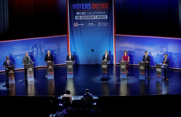 California gubernatorial frontrunners face off in high-stakes debate as early voting gets underway