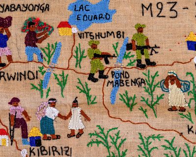 Stitches in time: the artist chronicling the DRC’s blood-soaked history in embroidery