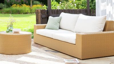 Dubbed the "Perfect Outdoor Sofa," It's Not Hard to See Why Most People Buy Two of These — It's Elegant, Comes With a Coffee Table, and Is Currently on Sale