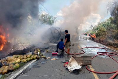 Bus and oil tanker collide in Indonesia, killing at least 16 people