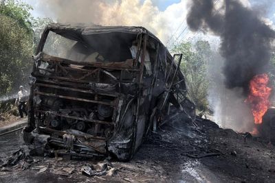 Sixteen killed as passenger bus hits fuel tanker in Indonesia