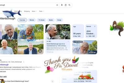 David Attenborough honoured with custom Google Doodle for 100th birthday
