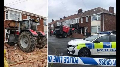 Two men arrested after stolen tractor crashes ‘full throttle’ into house in England