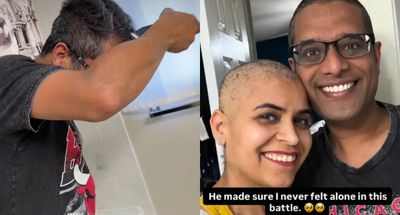 Husband Shaves His Head in Solidarity as Wife Battles Cancer, Emotional Video Goes Viral